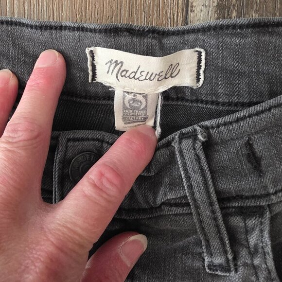 Madewell Raw Hem Light Wash Black 10" High Rise Skinny Jeans Size 28 - Picture 5 of 9